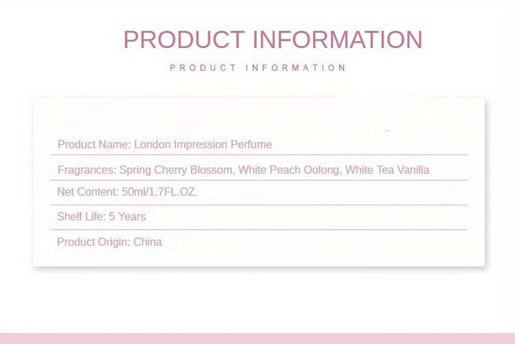 1.7FL.OZ. Honey Peach Cherry Blossom Perfume Spray - Long-Lasting, Natural Fragrance for Women, Parfum Cologne with Floral Notes - Cruelty-Free, Vegan-Friendly