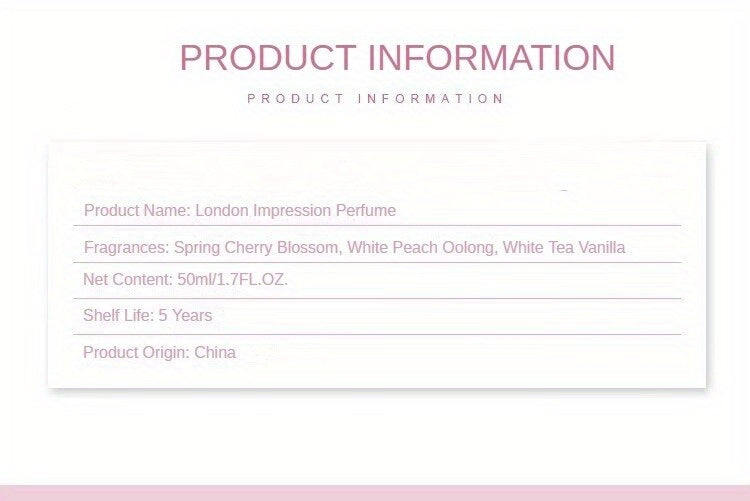 1.7FL.OZ. Honey Peach Cherry Blossom Perfume Spray - Long-Lasting, Natural Fragrance for Women, Parfum Cologne with Floral Notes - Cruelty-Free, Vegan-Friendly