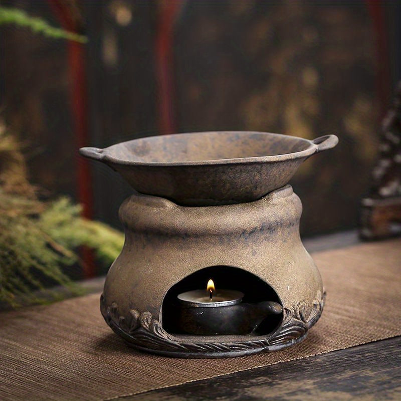 1pc, Retro Aromatherapy Candle Holder Fragrance Burner Tealight Holder Ceramic Candle Diffuser Essential Oil Warmer For Aromatherapy Yoga Room