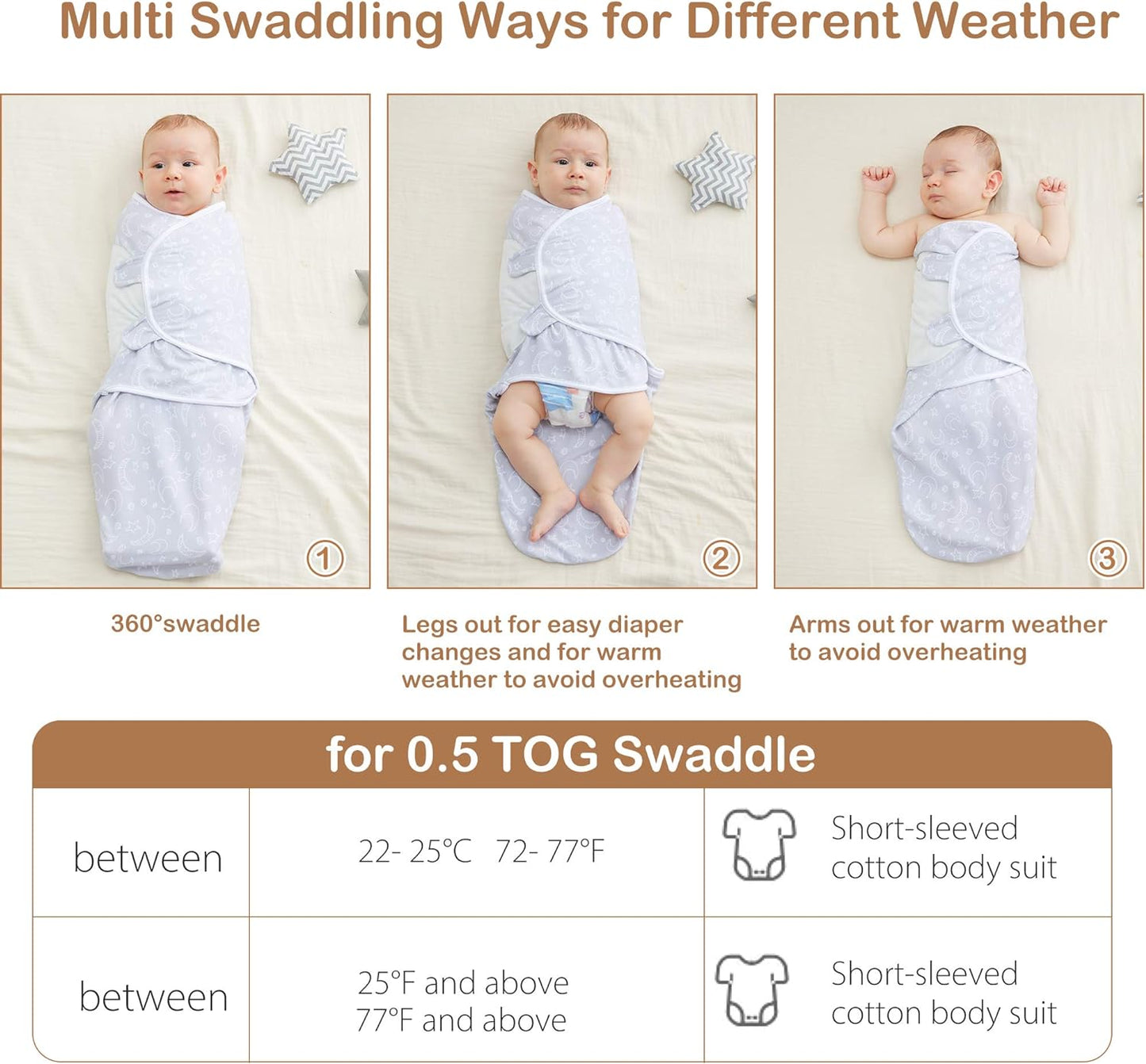 Soft & Breathable Baby Swaddle Blanket for 3-6 Months, Organic Cotton Baby Sleep Swaddle Sack, Infant Swaddle Bag for Baby 3-6 Months with Baby-Friendly Hook & Loop Fatsener
