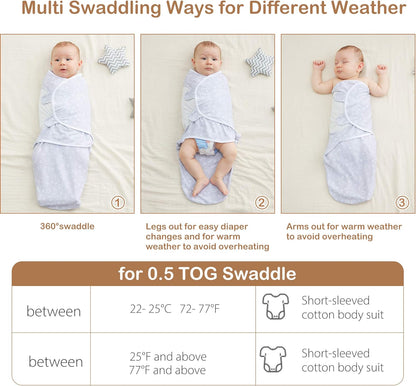 Soft & Breathable Baby Swaddle Blanket for 3-6 Months, Organic Cotton Baby Sleep Swaddle Sack, Infant Swaddle Bag for Baby 3-6 Months with Baby-Friendly Hook & Loop Fatsener