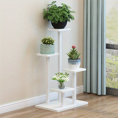 Multiple Flower Pot Holder Rack - Space-Saving Planter Stand Shelves for Indoor Home Garden Decoration and Storage Organizer Display