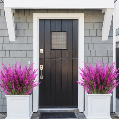 4 Bundles of UV-Resistant Artificial Lavender Flowers - Perfect for Garden, Porch, and Window Box Decorations!