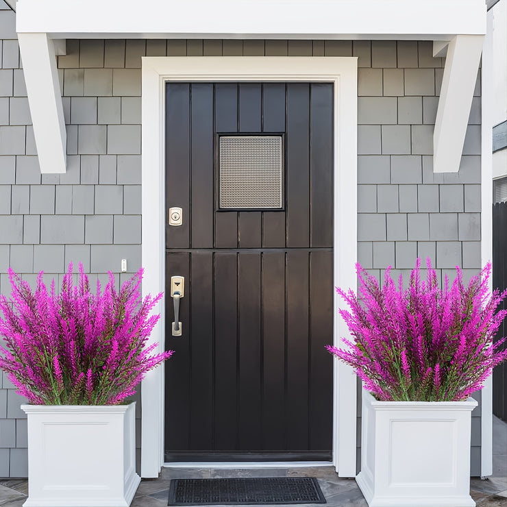 4 Bundles of UV-Resistant Artificial Lavender Flowers - Perfect for Garden, Porch, and Window Box Decorations!