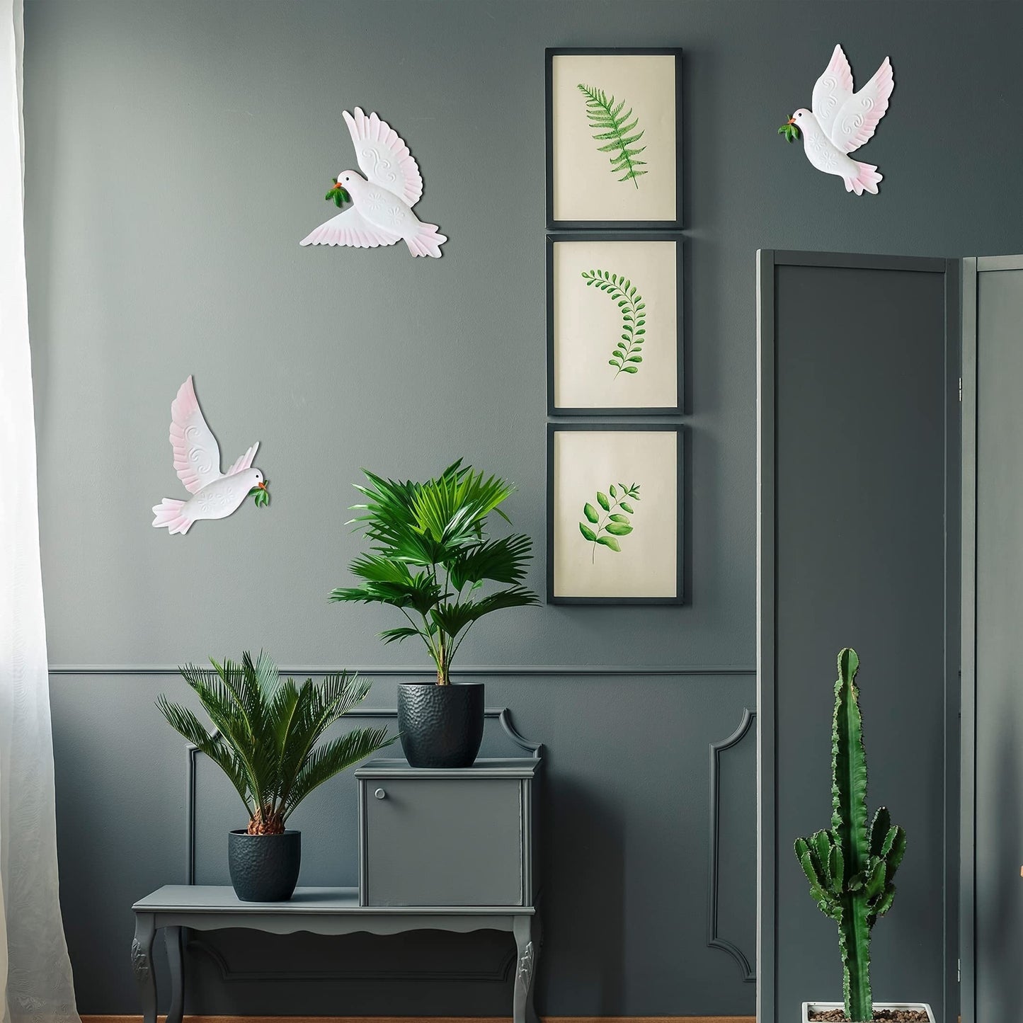 """3pcs Dove Wall Decor - 9.7"""" Metal Ornament for Indoor/Outdoor Home, Patio, Garden & Room Decoration"""