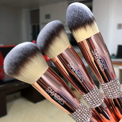 12/14pcs Luxe Makeup Brush Set with Glitter Handles - Includes Blush, Eyeshadow, Foundation Brushes & More - Nylon Bristles for All Skin Types - Fragrance-Free