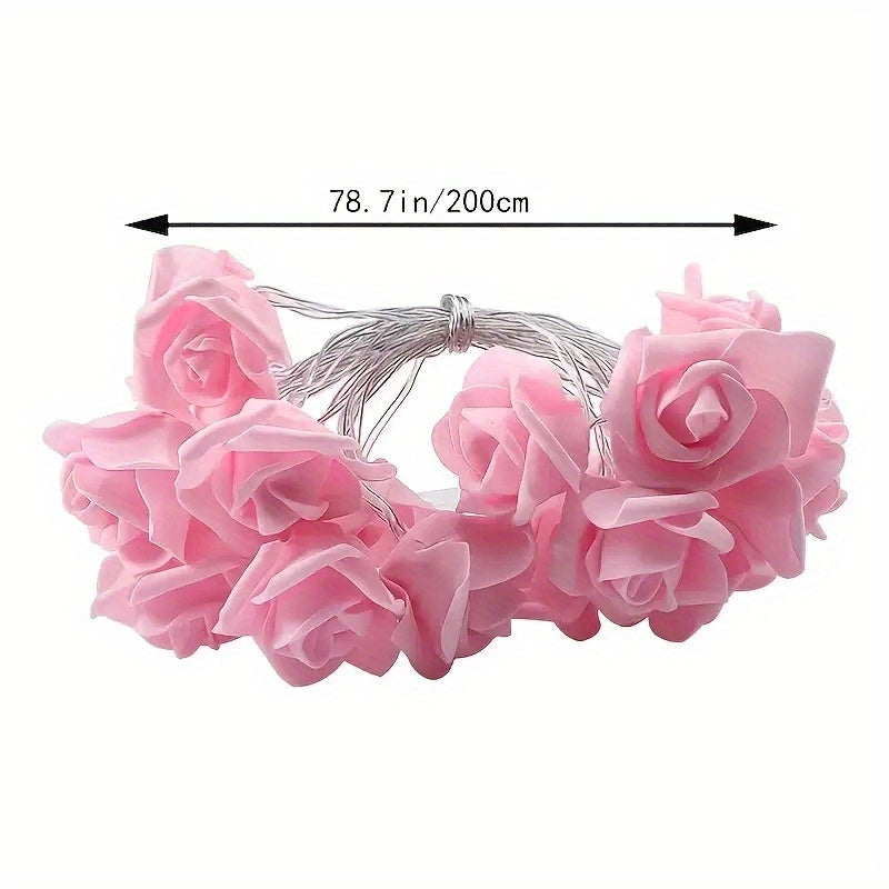 10 LED Rose Flower String Lights - Delicate Fairy Lights for Indoor Outdoor Decorations - DIY Wedding Garden Party Decor, Battery Operated with Compact Battery Box (Battery Not Included)
