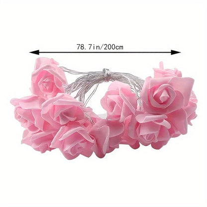10 LED Rose Flower String Lights - Delicate Fairy Lights for Indoor Outdoor Decorations - DIY Wedding Garden Party Decor, Battery Operated with Compact Battery Box (Battery Not Included)