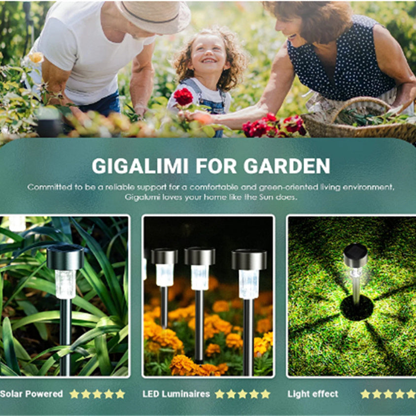 12 Pack Solar Outdoor Lights, Stainless Steel Solar Lights Outdoor Waterproof, LED Pathway Lights Outdoor Solar Lights Solar Garden Lights For Patio, Lawn, Yard And Landscape