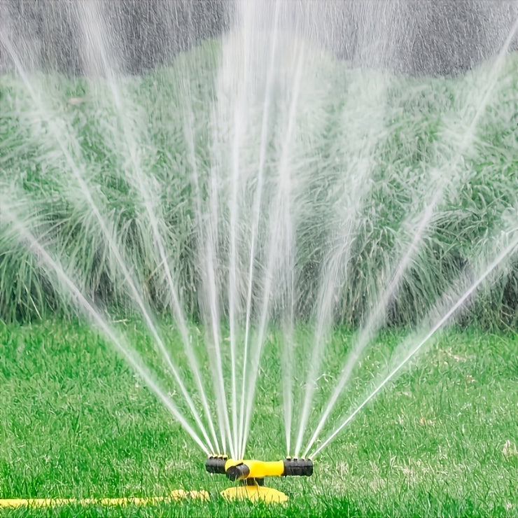 [1pc 360° Rotating Lawn Sprinkler] 1pc Lawn Automatic Sprinkler 360° Rotating 3 Adjustable Rotating Arms Combinable Multi-Angle Large Area Coverage For Garden Lawn Automatic Irrigation Roof Cooling, Yellow