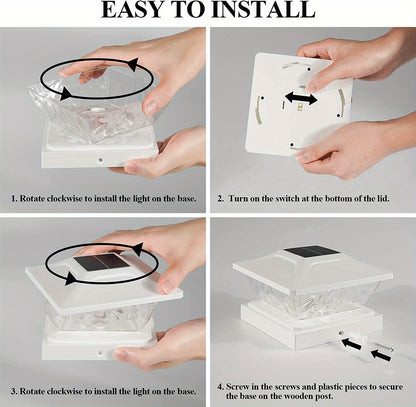 4/6/8 pack Solar Column Cover Light - 2 Modes LED Fence Deck Light for 3.5x3.5, 4x4, 4.5x4.5, 5x5 Wood Posts - Waterproof Outdoor Solar Light for Garden, Porch, Patio, Stairs - Bright and Decorative