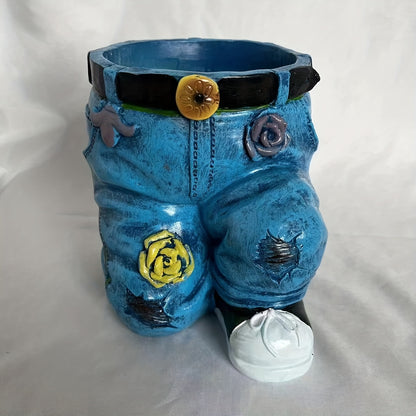 1pc Retro Denim Pants Planter Pots Flower Pots Garden Statues Outdoor Statues Garden Decor