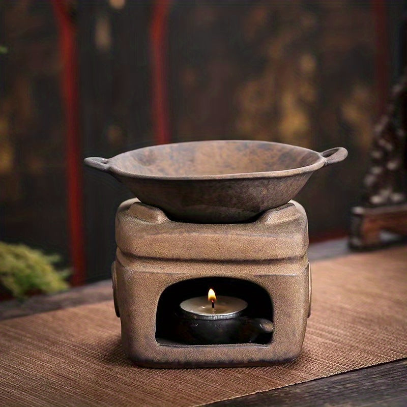 1pc, Retro Aromatherapy Candle Holder Fragrance Burner Tealight Holder Ceramic Candle Diffuser Essential Oil Warmer For Aromatherapy Yoga Room