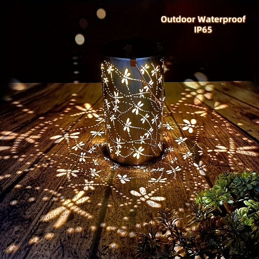 1PC Solar Outdoor Lanterns, Dragonfly Element Hanging Solar Outdoor Garden Lights, Metal Solar LED Lights, Suitable For Gardens, Courtyards, Balconies, Aisles, Lawns, Gifts For Relatives And Friends