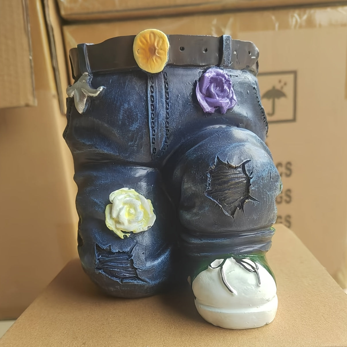 1pc Retro Denim Pants Planter Pots Flower Pots Garden Statues Outdoor Statues Garden Decor