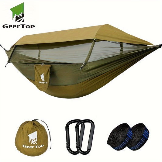 GeerTop 3-in-1 Camping Hammock with Mosquito Net & Sun Shelter - Durable, Easy Setup for Backpacking, Hiking, Beach & Garden