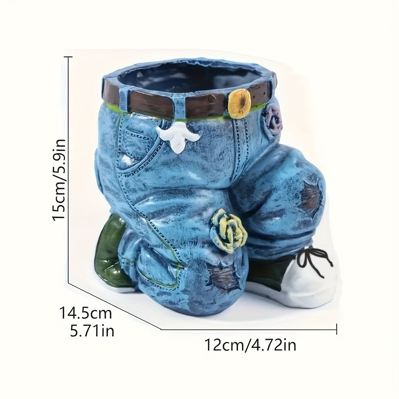 1pc Retro Denim Pants Planter Pots Flower Pots Garden Statues Outdoor Statues Garden Decor