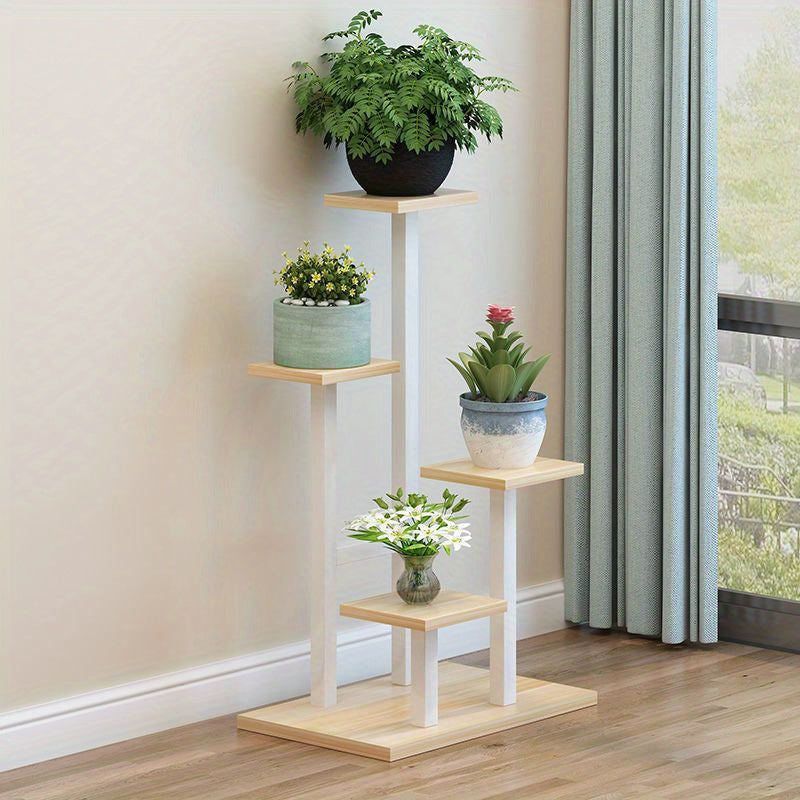 Multiple Flower Pot Holder Rack - Space-Saving Planter Stand Shelves for Indoor Home Garden Decoration and Storage Organizer Display