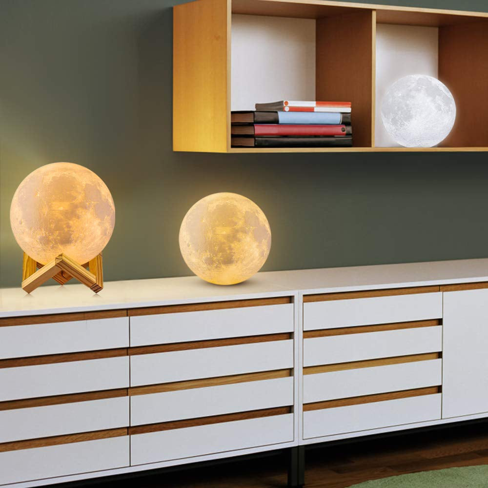 Moon Lamp, 3D Printing Moon Light with Stand & Remote &Touch Control and USB Rechargeable, Timing Setting, Moon Light Lamp for Kids Lover Birthday Christmas Gifts (4.9 Inch)