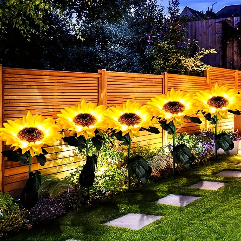 2/4PCS Solar Flower Lights - Bright Sunflower Stake Lights for Garden Decor - Realistic, Weatherproof, Dusk-to-Dawn Illumination - Perfect for Yard, Patio, Front Yard, Backyard, Balcony
