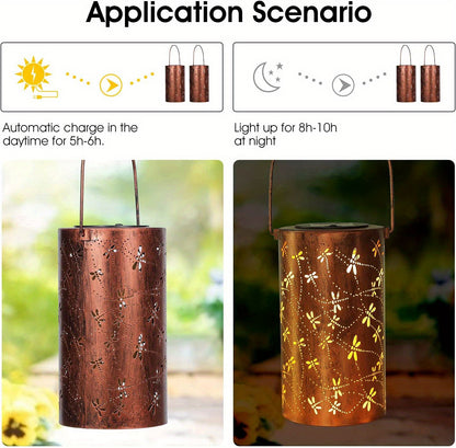 1PC Solar Outdoor Lanterns, Dragonfly Element Hanging Solar Outdoor Garden Lights, Metal Solar LED Lights, Suitable For Gardens, Courtyards, Balconies, Aisles, Lawns, Gifts For Relatives And Friends