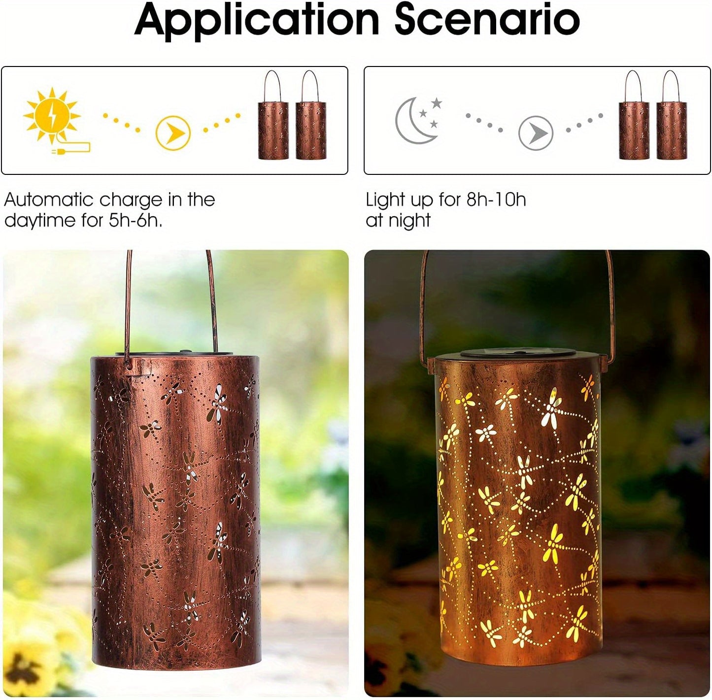 1PC Solar Outdoor Lanterns, Dragonfly Element Hanging Solar Outdoor Garden Lights, Metal Solar LED Lights, Suitable For Gardens, Courtyards, Balconies, Aisles, Lawns, Gifts For Relatives And Friends