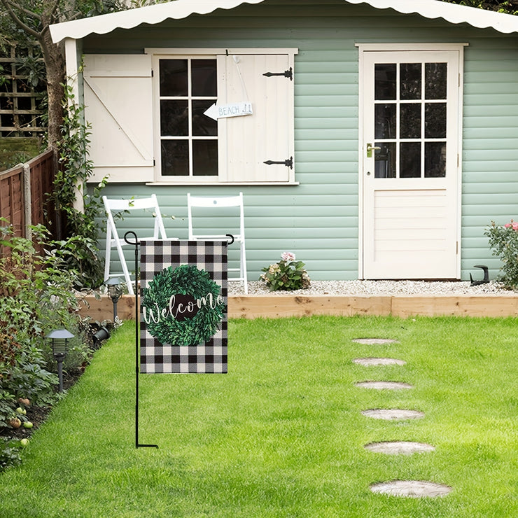 Black Wrought Iron Garden Flag Holder Stand - Durable Yard Flagpole, Holds Flags Up to 12.5" Wide, Includes Tiger Clip and Rubber Stopper for Outdoor Decoration, Coated Flagpole