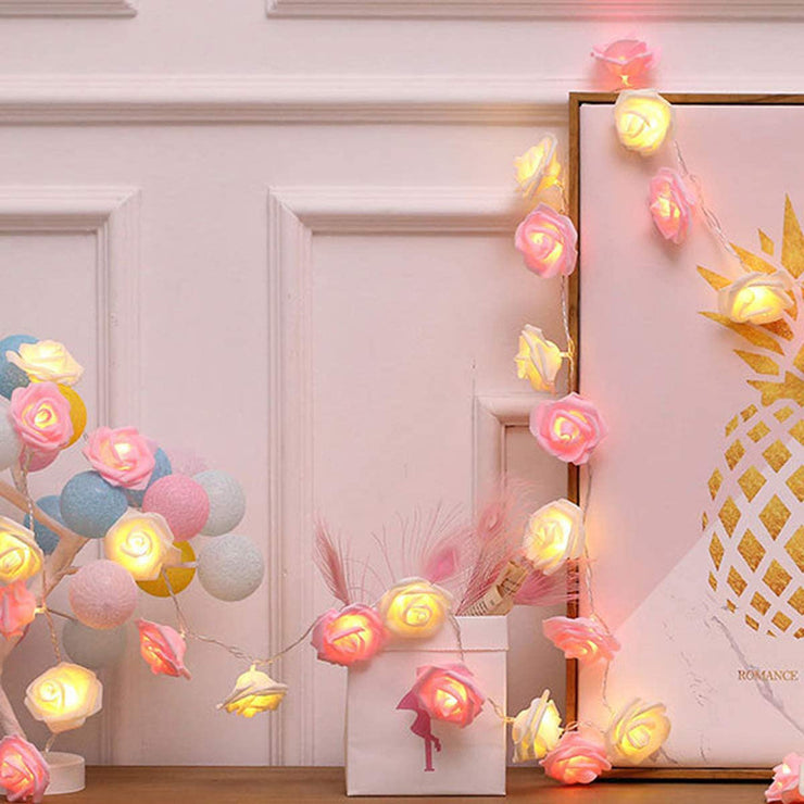 LED Rose String Lights, For Valentine's Day Wedding, Room Garden Decoration Night Light, Outdoor LED Fairy String Light Garland Wedding Street, Artificial Flowers LED Light, Mother And Valentines Day Gifts, Christmas & Hallow