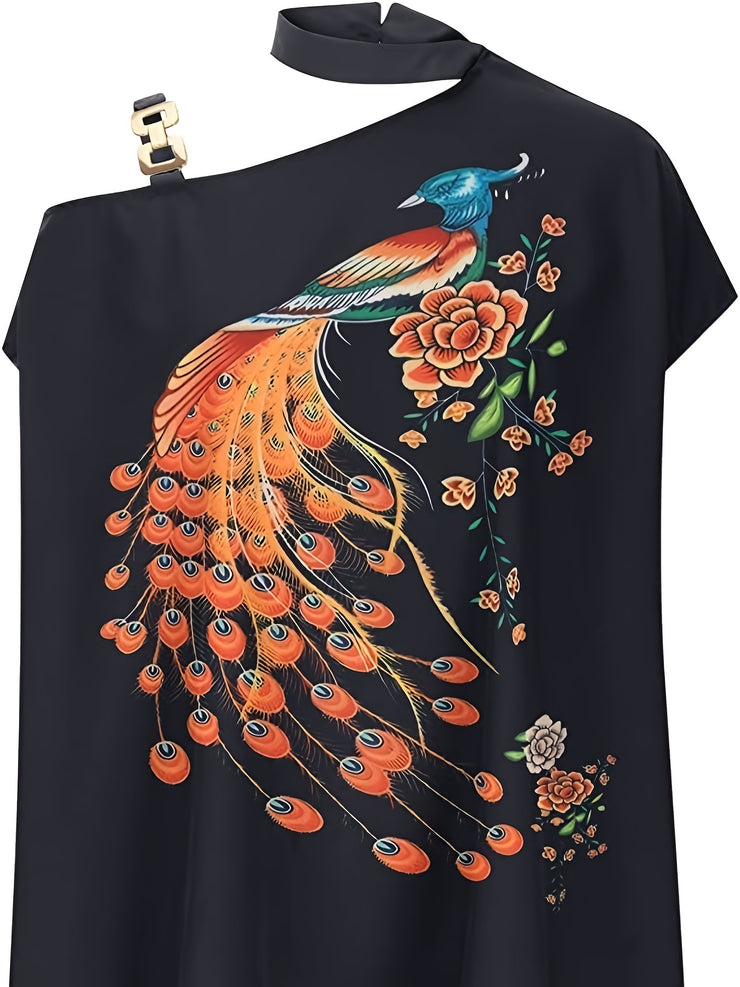 Women's Blouse Summer Halter Batwing Sleeve Floral Print Blouse