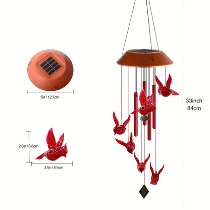 1pc Cardinal Bird Solar Windchimes Outdoor, Garden Christmas Lights, Father Gift, Mother Gift, Mothers Day For Grandma, Sister Gifts, Gardening Gifts For Women, Friend Birthday Gift