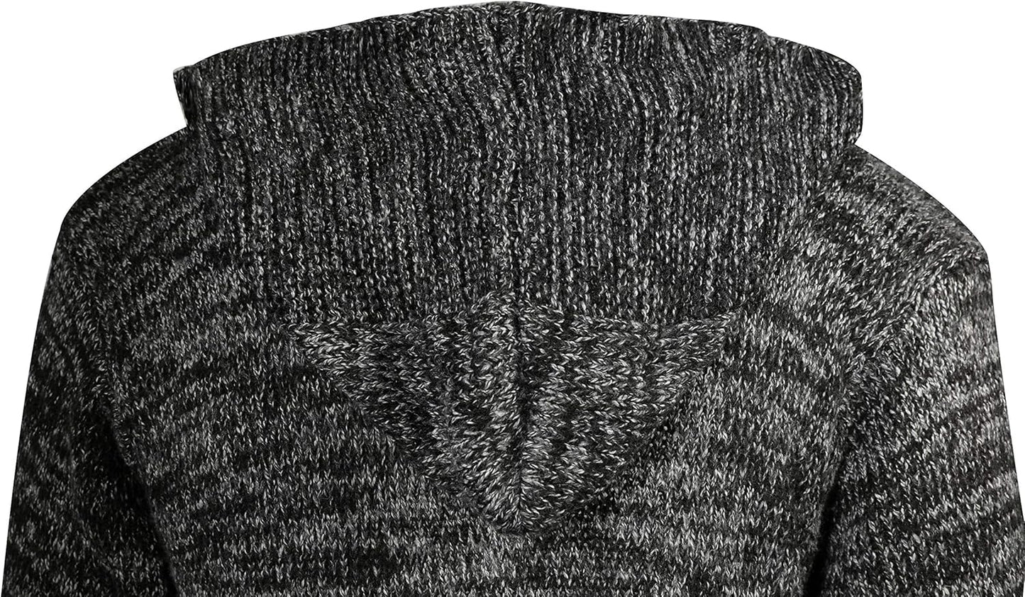 Men'S Long Cardigan Sweater Hooded Knit Slim Fit Open Front Longline Cardigans with Pockets