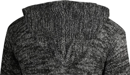 Men'S Long Cardigan Sweater Hooded Knit Slim Fit Open Front Longline Cardigans with Pockets