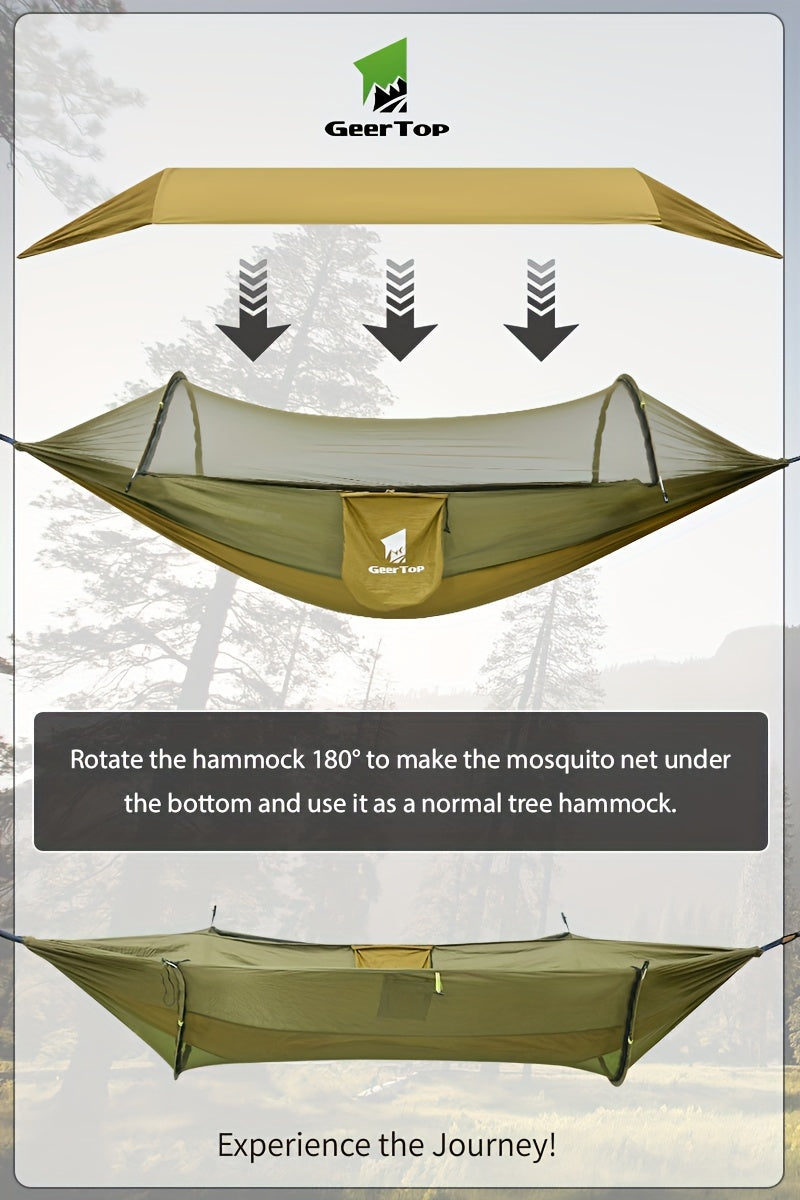 GeerTop 3-in-1 Camping Hammock with Mosquito Net & Sun Shelter - Durable, Easy Setup for Backpacking, Hiking, Beach & Garden