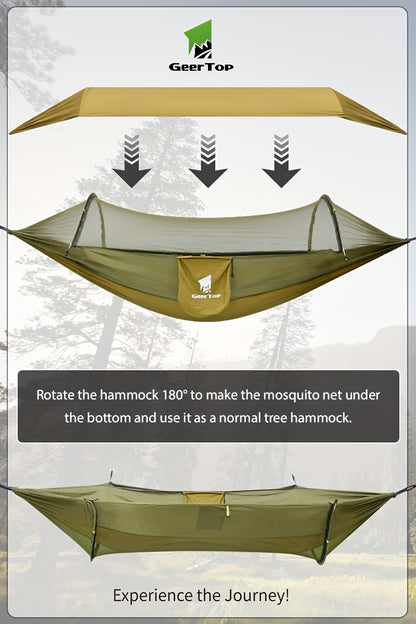 GeerTop 3-in-1 Camping Hammock with Mosquito Net & Sun Shelter - Durable, Easy Setup for Backpacking, Hiking, Beach & Garden
