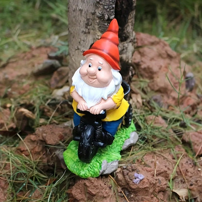 1pc Rustic Resin Gnome Statue on Bicycle, Easter Garden Decor, Outdoor Lawn Sculpture, No Power Needed, Dwarf Figurine for Home & Garden Decoration