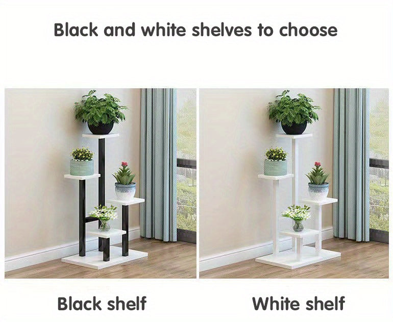 Multiple Flower Pot Holder Rack - Space-Saving Planter Stand Shelves for Indoor Home Garden Decoration and Storage Organizer Display