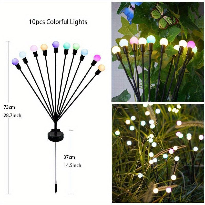 6/8/10 Lights Solar Lawn Lamp Garden Lamp, LED Wind-driven Firefly Ground Plug Lamp, Garden Ramadan Decoration Festival Lamp