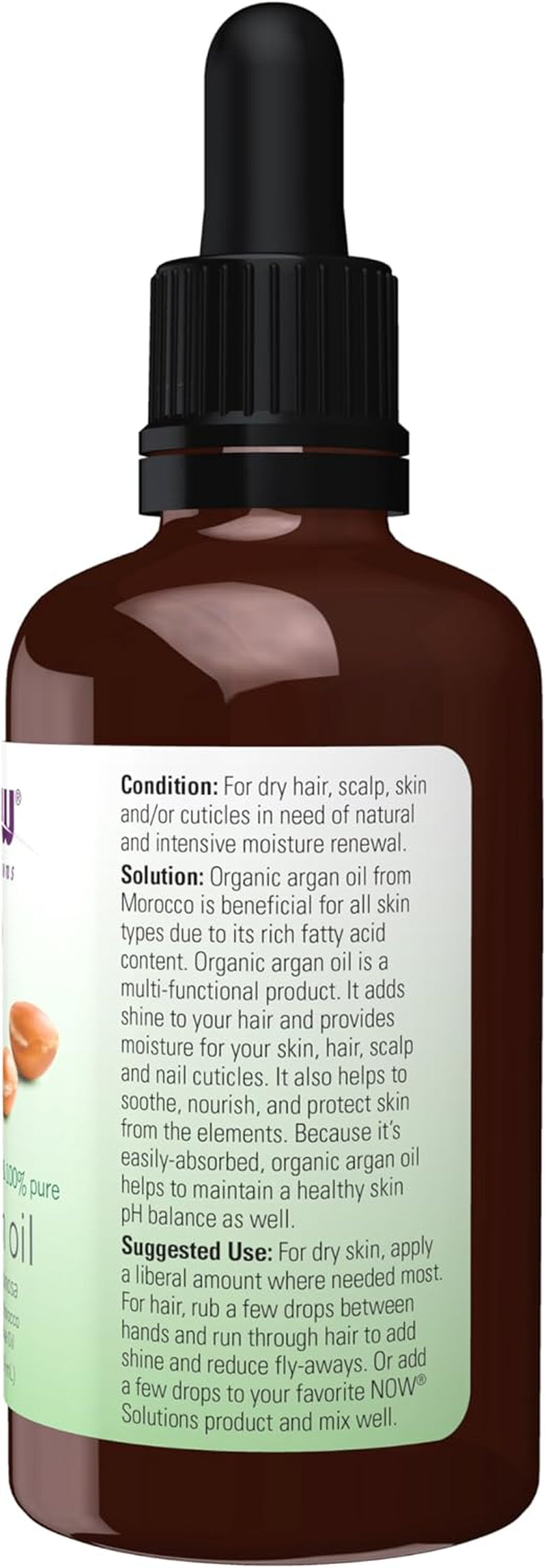 Solutions, Organic Argan Oil, Certified Organic and 100% Pure, "Gold of Morocco" Multi-Purpose Oil, 2-Ounce