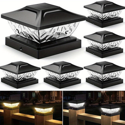 4/6/8 pack Solar Column Cover Light - 2 Modes LED Fence Deck Light for 3.5x3.5, 4x4, 4.5x4.5, 5x5 Wood Posts - Waterproof Outdoor Solar Light for Garden, Porch, Patio, Stairs - Bright and Decorative
