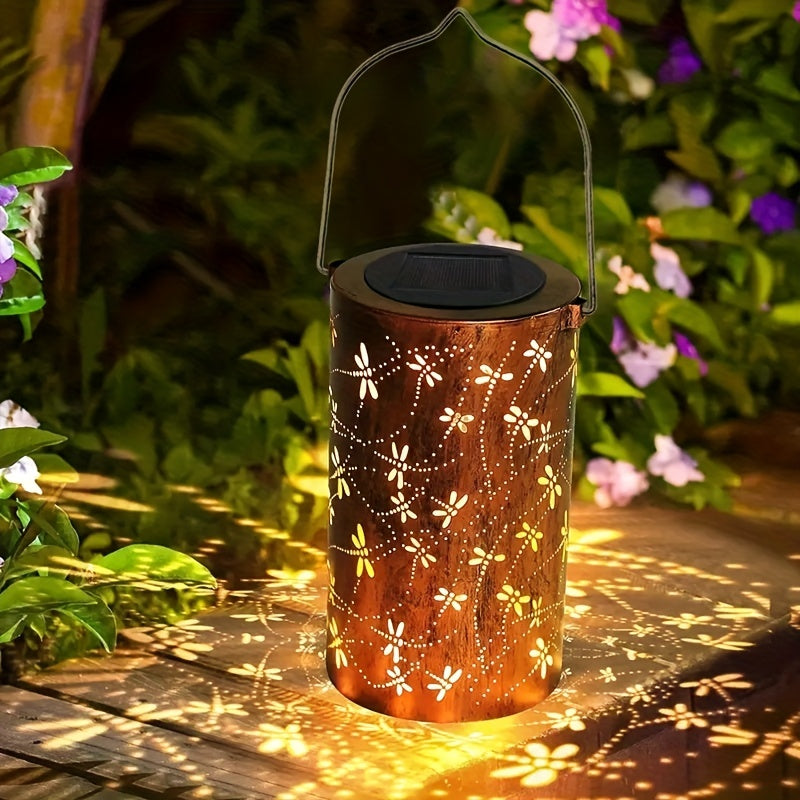 1PC Solar Outdoor Lanterns, Dragonfly Element Hanging Solar Outdoor Garden Lights, Metal Solar LED Lights, Suitable For Gardens, Courtyards, Balconies, Aisles, Lawns, Gifts For Relatives And Friends