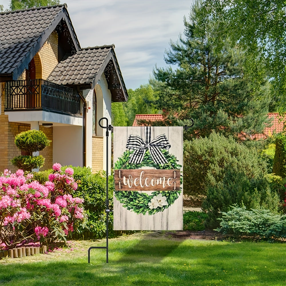 Black Wrought Iron Garden Flag Holder Stand - Durable Yard Flagpole, Holds Flags Up to 12.5" Wide, Includes Tiger Clip and Rubber Stopper for Outdoor Decoration, Coated Flagpole