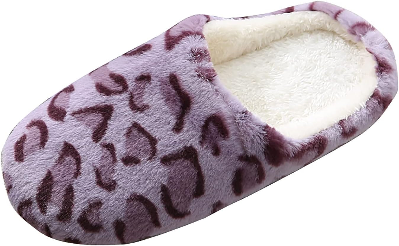 Sandals for Women Women'S Slippers Memory Foam Fuzzy House Slippers Indoor Outdoor Home Shoes Slip-On Anti-Skid Flower Indoor Casual Shoes Snow Unisex House Slipper, Purple