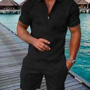 2Pcs Outfits For Men, Casual Short Sleeve Lapel Shirt And Drawstring Shorts Set For Summer, Men's Clothing For Vacation Workout