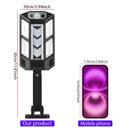 1pc 6500K Super Bright LED Solar Wall Light, Motion Sensor, 3 Lighting Mode Light, Outdoor Garden Security Street Yard Lamp With Battery