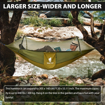 GeerTop 3-in-1 Camping Hammock with Mosquito Net & Sun Shelter - Durable, Easy Setup for Backpacking, Hiking, Beach & Garden