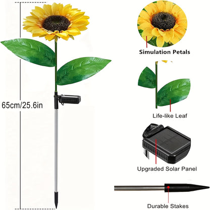2/4PCS Solar Flower Lights - Bright Sunflower Stake Lights for Garden Decor - Realistic, Weatherproof, Dusk-to-Dawn Illumination - Perfect for Yard, Patio, Front Yard, Backyard, Balcony