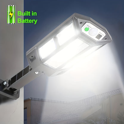 1pc 6500K Super Bright LED Solar Wall Light, Motion Sensor, 3 Lighting Mode Light, Outdoor Garden Security Street Yard Lamp With Battery