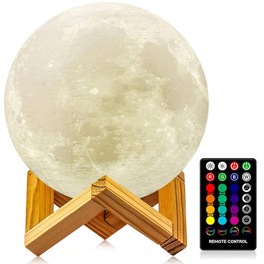 Moon Lamp, 3D Printing Moon Light with Stand & Remote &Touch Control and USB Rechargeable, Timing Setting, Moon Light Lamp for Kids Lover Birthday Christmas Gifts (4.9 Inch)