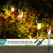 12 Pack Solar Outdoor Lights, Stainless Steel Solar Lights Outdoor Waterproof, LED Pathway Lights Outdoor Solar Lights Solar Garden Lights For Patio, Lawn, Yard And Landscape