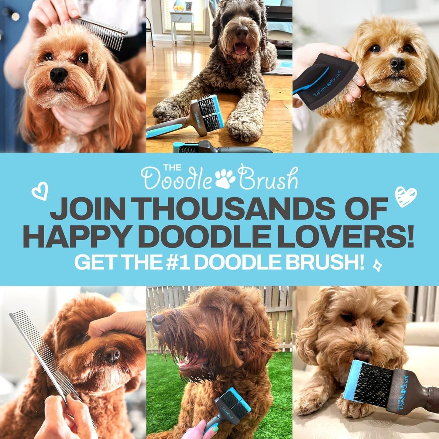 Doodle Brush for Dogs - Dog Hair, Dog Brush for Poodles, Goldendoodle, Bernedoodle - Flexible Head Slicker for Dogs, Poodle, Labradoodle, Sheepadoodle - Dual Head